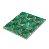 Emerald Green Palm Leaf Hell Goldener Dschungel Fliese (Seite)