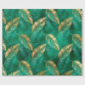 Emerald Green Palm Leaf Hell Goldener Dschungel Geschenkpapier (Flach)