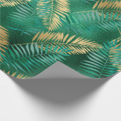 Emerald Green Palm Leaf Hell Goldener Dschungel Geschenkpapier (Ecke)