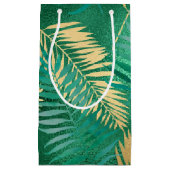 Emerald Green Palm Leaf Hell Goldener Dschungel Kleine Geschenktüte (Vorderseite)