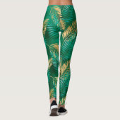 Emerald Green Palm Leaf Hell Goldener Dschungel Leggings (Rückseite)