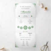 Emerald Green Papel Picado Mis Quince Años Dreifach Gefaltete Einladung (Innenseite)