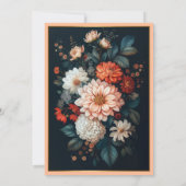 Emerald Green Pastel Peach Dahlia Herbsthochzeit Einladung (Rückseite)