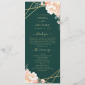 Emerald Green Peach Cream Gold Geometric Wedding Programm (Vorderseite)