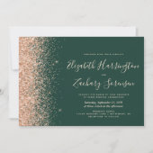 Emerald Green Peach Glitter Wedding Einladung (Vorderseite)