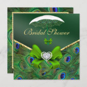 Emerald Green Peacock Brautparty laden Einladung (Vorne/Hinten)