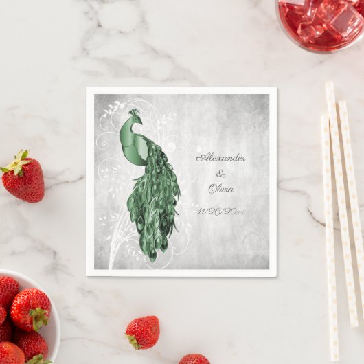 Emerald Green Peacock Brautparty Napkins Serviette (Beispiel)