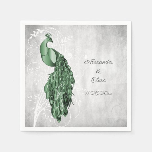 Emerald Green Peacock Brautparty Napkins Serviette (Vorderseite)