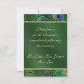 Emerald Green Peacock Empfang-Karte Einladung (Rückseite)