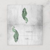 Emerald Green Peacock Empfang Platzkarte (Außenseite Aufgefaltet)