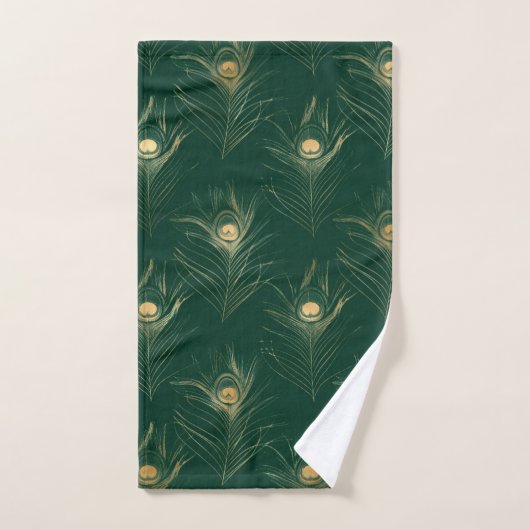 EMERALD GREEN PEACOCK FEATHER BADEZIMMER TOWEL SET (Handtuch)