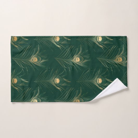 EMERALD GREEN PEACOCK FEATHER BADEZIMMER TOWEL SET (Handtuch)