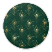 EMERALD GREEN PEACOCK FEATHER CUSTOM KERAMIKKNAUF (Vorderseite)