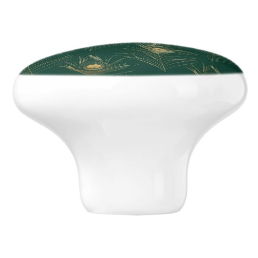 EMERALD GREEN PEACOCK FEATHER CUSTOM KERAMIKKNAUF (Seitenansicht)