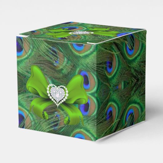 Emerald Green Peacock Gastgeschenk Hochzeit Box Geschenkschachtel (Vorderseite)