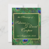 Emerald Green Peacock-Hochzeitsankündigung Einladung (Rückseite)