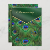 Emerald Green Peacock-Hochzeitsankündigung Einladung (Vorne/Hinten)