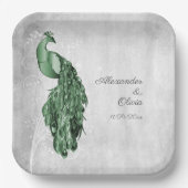 Emerald Green Peacock Polterabend Paper Teller (Vorderseite)