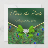 Emerald green Peacock Save the Date (Vorderseite)