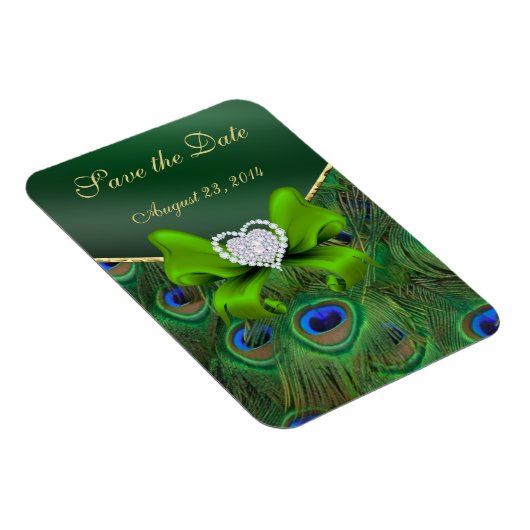 Emerald Green Peacock Save the Date Magnet (Rechte Seite)