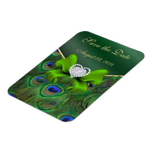 Emerald Green Peacock Save the Date Magnet (Linke Seite)