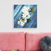 Emerald Green Peacock SeidenBouquets Leinwanddruck (Insitu (Wohnzimmer))