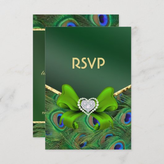 Emerald Green Peacock UAWG RSVP Karte (Vorne/Hinten)