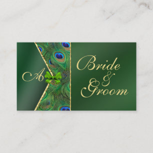Emerald Green Peacock Wedding Bridal Business Card Begleitkarte