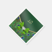 Emerald Green Peacock Wedding Paper Party Napkins Serviette (Ecke)