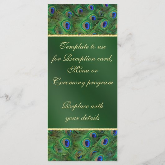 Emerald Green Peacock Wedding Program Rack Card Programm (Rückseite)