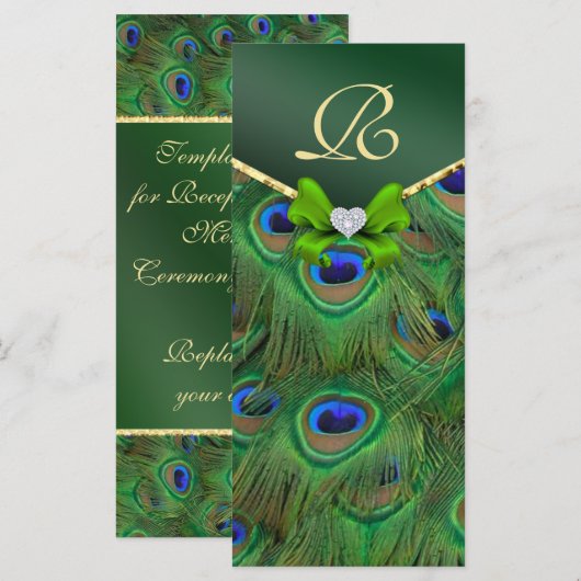 Emerald Green Peacock Wedding Program Rack Card Programm (Vorne/Hinten)