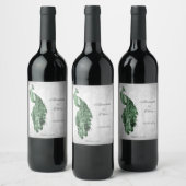 Emerald Green Peacock Wedding Wine Label Weinetikett (Flaschen)