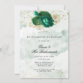 Emerald Green Peony Bridesmaids Luncheon Einladung (Vorderseite)