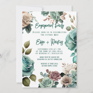 Emerald Green Peony Engagement Party Einladung
