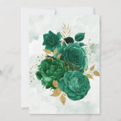 Emerald Green Peony Gold Couples Showeinladungen (Rückseite)