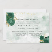 Emerald Green Peony Gold Glitzer Probe Dinner Einladung (Vorderseite)