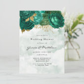 Emerald Green Peony Gold Polterabend lädt (Stehend Vorderseite)