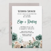 Emerald Green Peony Polterabend Einladung (Vorne/Hinten)