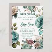 Emerald Green Peony Wedding Brautparty Einladung (Vorne/Hinten)