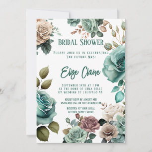 Emerald Green Peony Wedding Brautparty Einladung