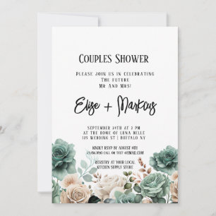 Emerald Green Peony Wedding Couples Dusche Einladung