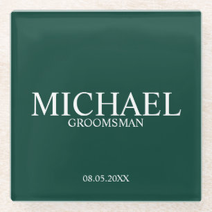 Emerald Green Personalisiert Trauzeugen Glasuntersetzer