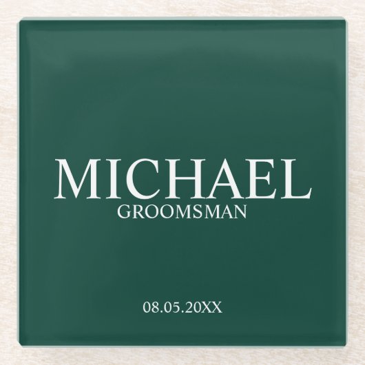 Emerald Green Personalisiert Trauzeugen Glasuntersetzer (Vorderseite)