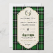 Emerald Green Plaid Elegant Scottish Einladung (Vorderseite)