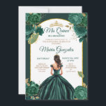 Emerald Green Princess Floral Quinceañera Einladung<br><div class="desc">Emerald Green Mis Quince Floral Quinceañera Einladung Mis Quince Anos,  15. Geburtstag,  Elegante florale mis quince, </div>