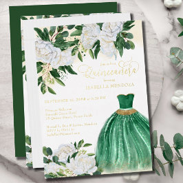 Emerald Green Princess Quinceanera Gold Folieneinladung