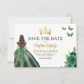 Emerald Green Princess Quinceañera Save the Date (Vorderseite)