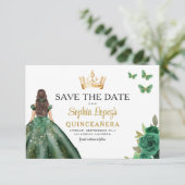 Emerald Green Princess Quinceañera Save the Date (Stehend Vorderseite)