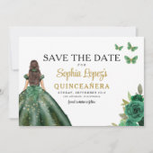 Emerald Green Princess Quinceañera Save the Date (Vorderseite)