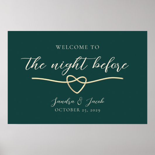 Emerald Green Probe Dinner Willkommensunterschrift Poster (Vorne)